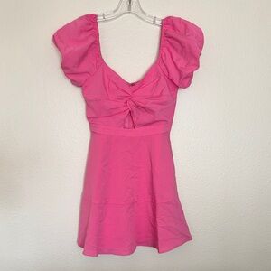 Trixxi Elegant Pink Puff Sleeve Dress